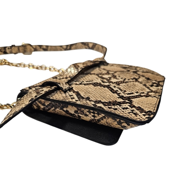 Snakeskin Faux Leather Crossbody Bag with Gold Chain Strap – Adjustable Shoulder - Picture 7 of 7